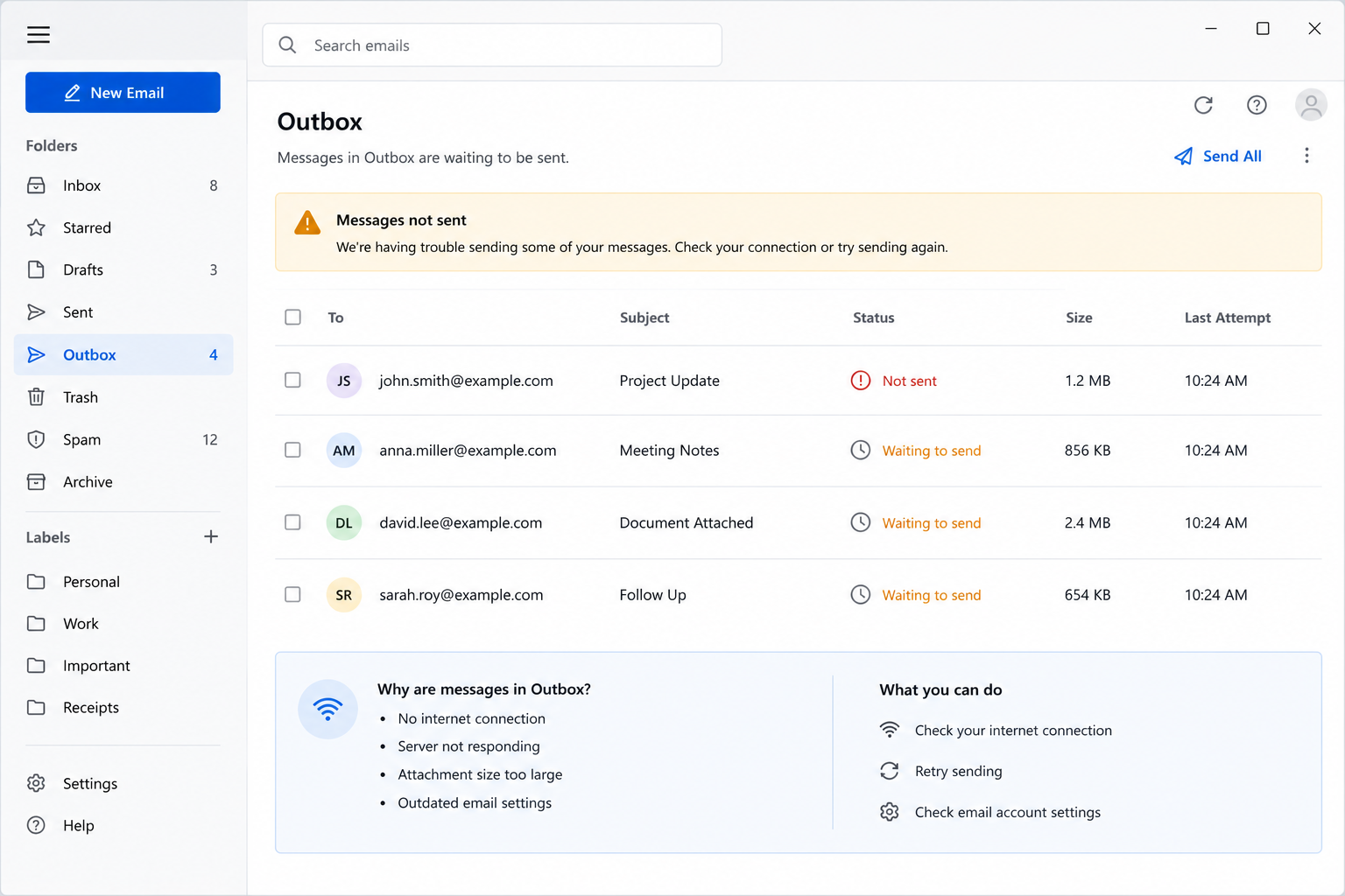 Outbox Not Sending